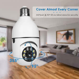 "Wireless WiFi Bulb Security Camera | 360° Rotation | Smart Home Surveillance"